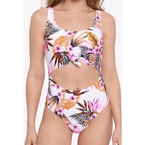 Salt + Cove Other - Salt + Cove Women's Tropic Time Knot-Front Front-Cutout Swimsuit, XtraSmall, $40